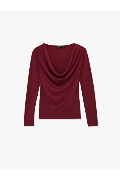 Koton Slim Fit Sheep Wool Blended Long Sleeve Degaje Collar Blouse