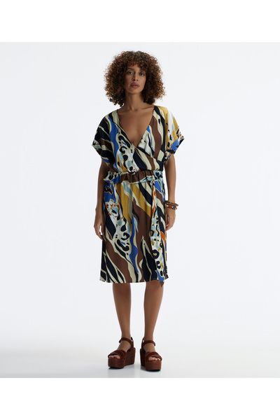 Yargıcı V-Neck Short Sleeve Midi Dress