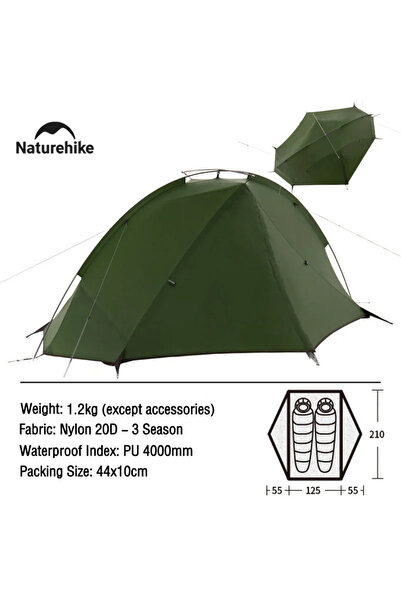 Naturehike 2 Person - Green Tagar Camping Tent Ultralight 4000mm Waterproof C...