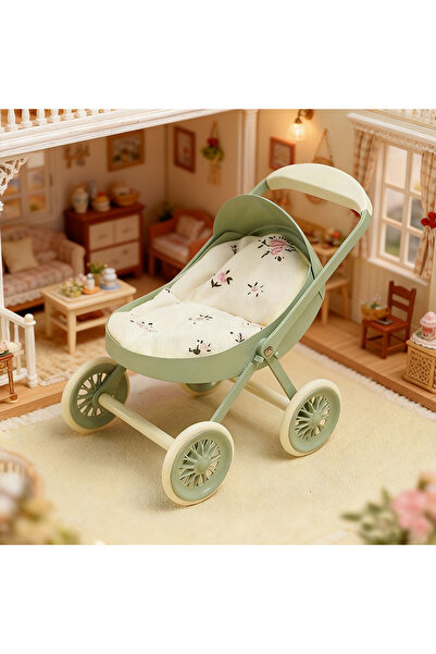 Choice light green Miniature Wrought Iron Simulated Cart BJD/OB11 Scene Acces...