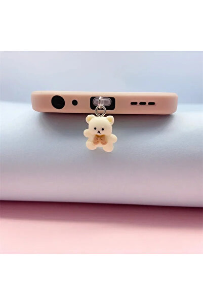 Choice White for type C Cute Little Bear Phone Dust Plug Pendant for iPhone T...