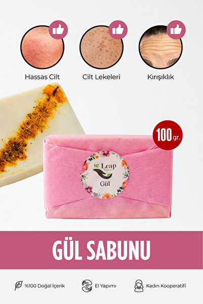 Doğal Gül Yağlı Sabun | El Yapımı | Yaşlanma Karşıtı Bakım | 100 gr