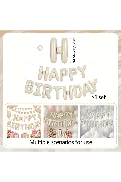 Choice Other Happy birthday Cream White Happy Birthday Letter Balloon Aluminu...