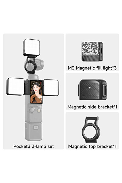 choice2 3 قطع إضاءة LED مغناطيسية قابلة لإعادة الشحن لـ DJI Osmo Pocket 3، إض...