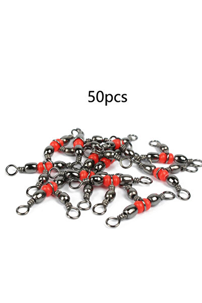 Choice black 50pcs Fishing Connector Three Way Barrel Swivel Snap Ring 360Deg...