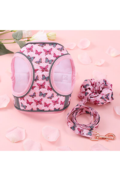 choice2 L Pink butterfly Traction Bracelet Small Dog Harness Set Soft Winter ...