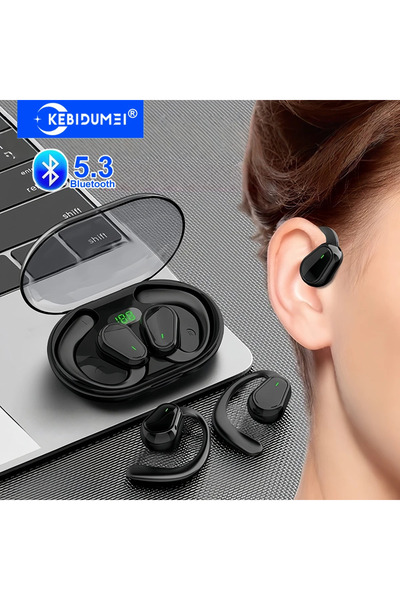 Choice سماعات أذن KEBIDUMEI السوداء بتقنية البلوتوث 5.3، سماعات أذن مفتوحة مع...