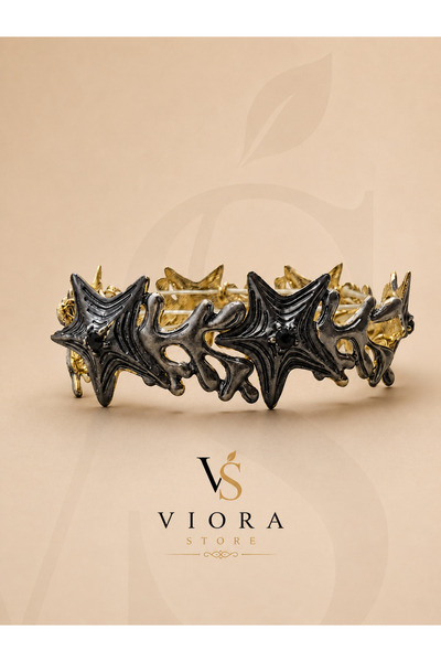 Genel Markalar Viora Store Black Star Gold Detaylı Yıldız Figürlü Kadın Bileklik