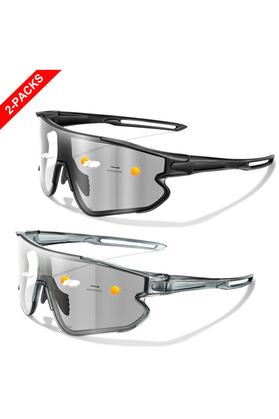 Choice AK-L9-11 2 Packs Men Women Photochromic Cycling Sunglasses Outdoor Run...
