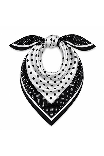 Axesoire 15373 Siyah Puantiye Desenli Bandana Fular 70x70 cm