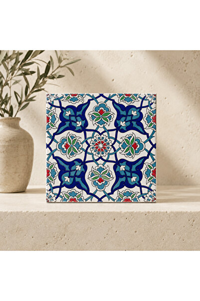 Armada Çini 20x20 Cm Ac 27 Kütahya Çini Rumi Desenli Iznik Çini Karo