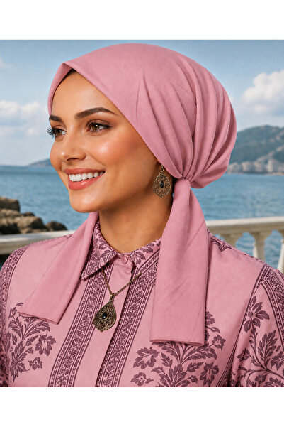 R&S modibone eşarp bone pamuklu kumaş kayma yapmaz gül kurusu