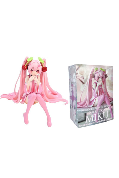 Choice with box Anime Hatsune Miku Anime figure Cherry Pink dress Sitting pos...
