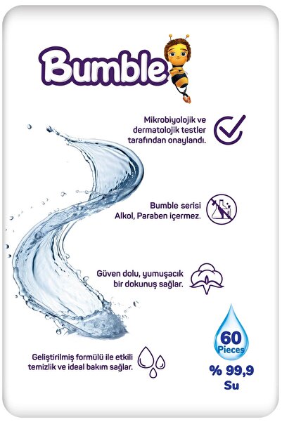 Bumble Water Islak Mendil 60 Yaprak 12'li Paket