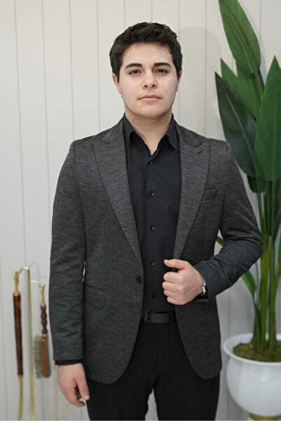 Beystil Sivri Yaka Siyah Ceket Dubai - Slim Fit