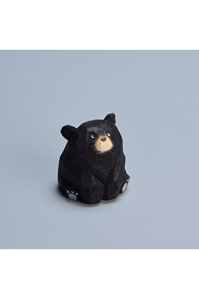 Choice black 1Pcs Cute Mini Wooden Bear Miniature Solid Wood Hand Carved Bear...
