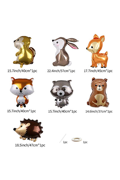 Choice Other 7Pcs Jungle Wildlife Aluminum Foil Balloon, Cute Fox Hedgehog Be...