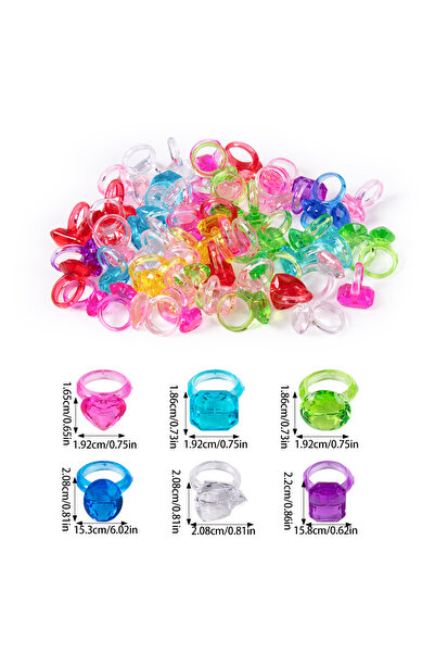 Choice 20pcs style A 20/40pcs Plastic Colorful Gem Rings Toys for Kids Bulk T...