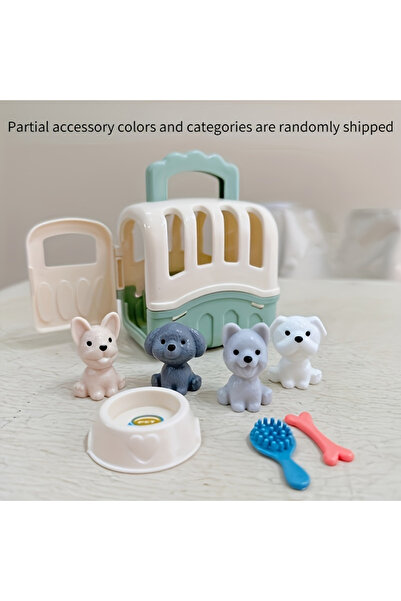 Choice light green 8pcs/set Cute Dog Pet Basket Family Toys Dog Doll Set Dog ...