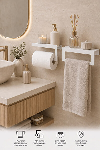 Generic Brand White Metal Wall Mounted Towel Ring & Napkin Holder – Modern & ...