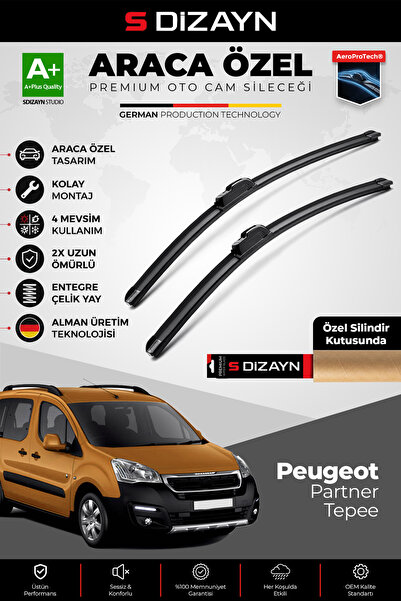 S Dizayn S-Dizayn Peugeot Partner Tepee Ön Cam Silecek Seti 2008-2018 Premium...