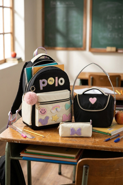 Mypolo 2055 Triple Set Girls' Primary School Middle School Bag Backpack Schoo...