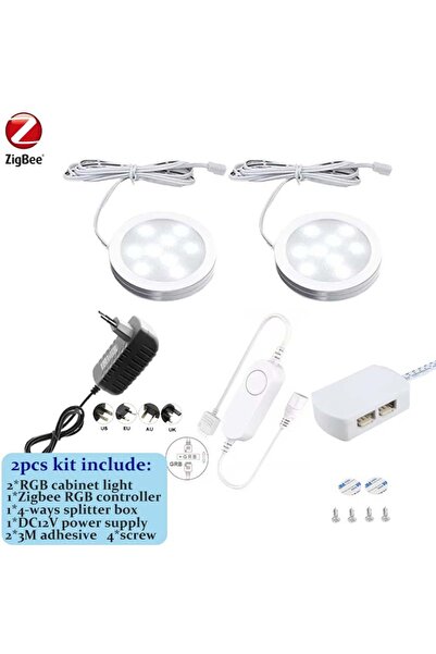 Choice EU Plug 2pcs RGB Kit DC12V Tuya Zigbee LED Round Under Cabinet Light K...
