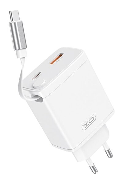 Xo 30W Çift Portlu Hızlı Şarj Adaptörü CE31,Dahili USB-C Kablo,USB-A & USB-C ...