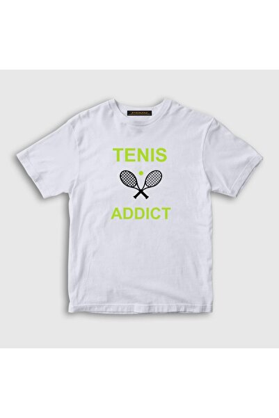 Presmono Unisex Kids White Addict Sports Tennis Tennis T-shirt329848tt