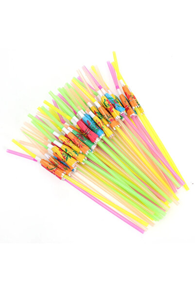 Choice3 100PCS Random color 10/100Pcs Tropical Umbrellas Disposable Straws Pl...