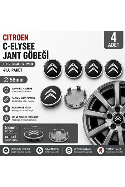 MemoDigital Universal Citroen C-elysee Jant Göbeği 4’lü 58 mm