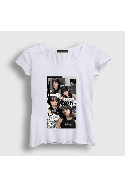Presmono Women's White Kim Chaewon Unforgiven K-Pop Le Sserafim T-Shirt 612584Tt