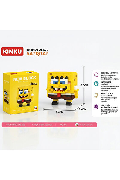 KİNKU Sünger Bob 3d Yapboz sünger Bob New Block