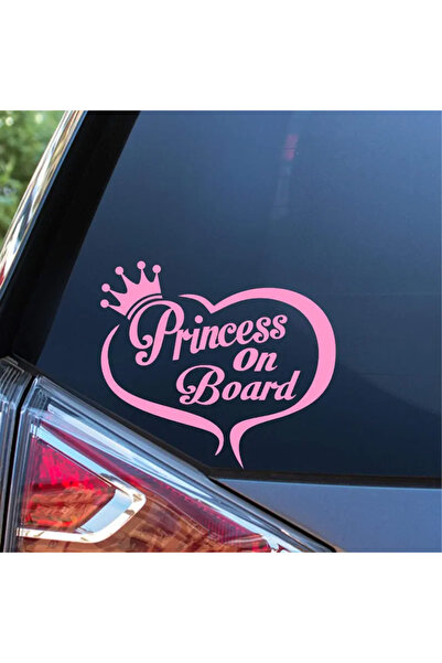 Choice 13.75x10cm pink Princess On Board Sticker Decal, Vinyl Heart Sticker C...
