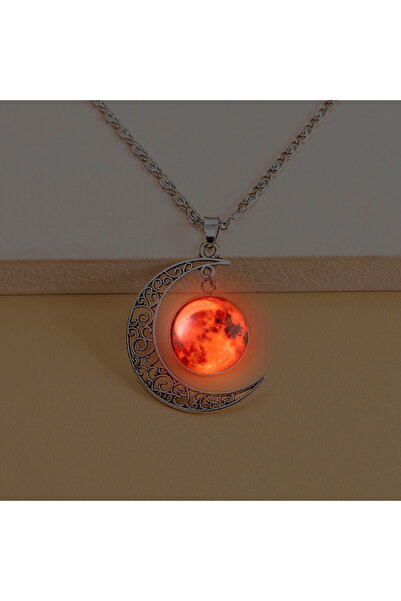 Choice red Luminous Planet Glass Necklace Handmade Glow In The Dark Red Mars ...