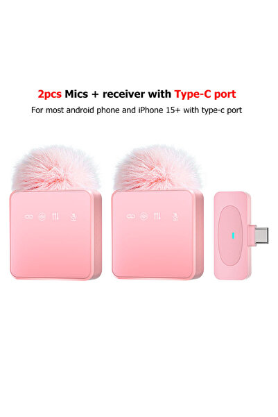 choice2 H12-Pink-2mic Wireless Microphone Pro: 160mAh Battery Capacity，DSP+EN...