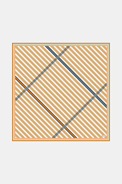 Vakko CAMEL GEOMETRİK DESENLİ TWILL EŞARP