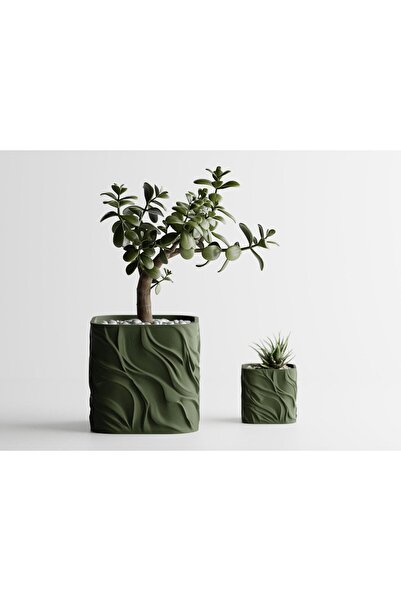 Sani Ghiveci decorativ Sani, Zephyra, mic 68 x 68 x 65 mm, Verde închis mat
