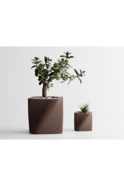Sani Ghiveci decorativ Sani, Corba, mare 144 x 144 x 141 mm, Maro închis mat