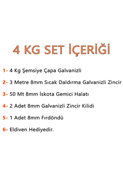 SomayStore Tekne ve Şişme Bot İçin Hazır Çapa Seti 4Kg Şemsiye Çapalı (Eldiven hediyeli)