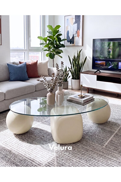 Velura Home & Living Orta Sehpa & Modern Küre Sehpa & Bohem Top Sehpa