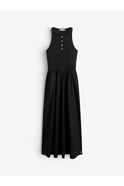 Tommy Hilfiger Kadın GOLD BUTTON POPLIN MIX DRESS WW0WW49628-THBDS