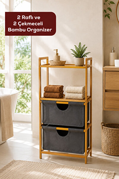 Porsima Pbt-714 3 Raflı Çok Amaçlı Ahşap Bambu Banyo Mutfak Dolabı Organizeri...