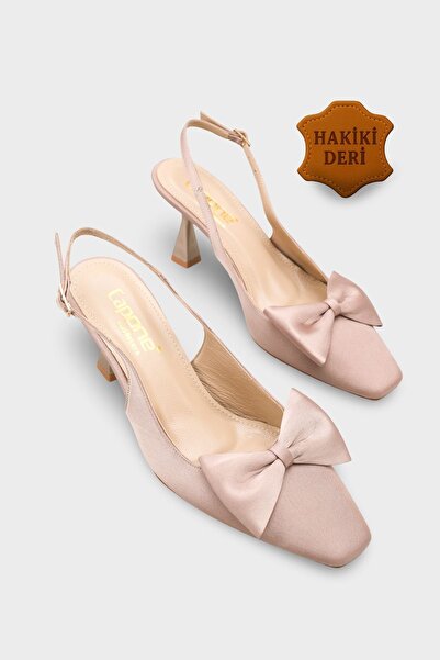 Capone Outfitters Pam Blunt Pointed Toe Bow Open Back Satin Women's Shoes