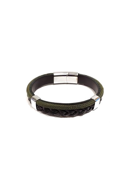 Herşey Nota Round Braided Hair Black Green Leather Unisex Bracelet – Hand Kni...