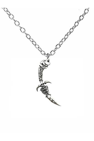 Herşey Nota Horned Dagger Figured Necklace – Zamak Plated Gothic Unisex Jewel...