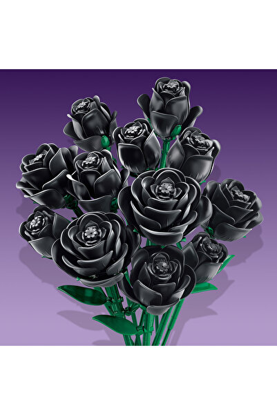 Choice T2124 12 Pieces Black Rose Bundle Building Blocks Toys Model Flowers B...