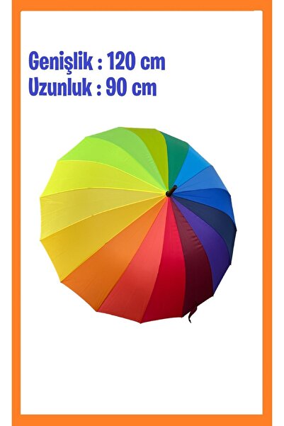 EZMK EV GEREÇLERİ Gökkuşağı Şemsiye, 16 Telli, 2 Kişilik, 120 cm
