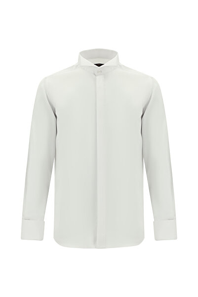 Abdullah Kiğılı Ata Yaka Slim Fit Dar Kesim Non Iron Pamuk Gömlek