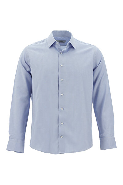 Kiğılı Long Sleeve Slim Fit Slim Fit Classic Print Cotton Easy-Iron Shirt